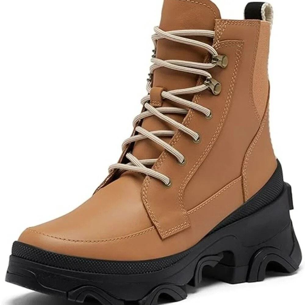Sorel Brex Lace Waterproof Boots Womens 10 Lug Sole Chunky Leather Lace-Up NWT
